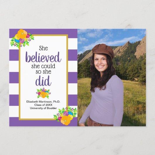 She Believed She Could Graduation Party Photo Invitation