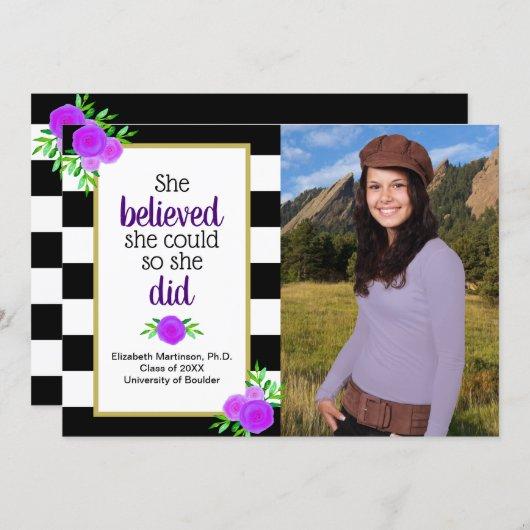 She Believed She Could Graduation Party Photo Invitation