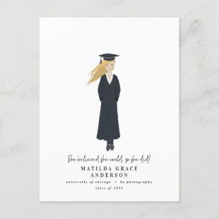 She believed she could so she did graduation party invitation postcard