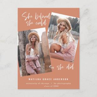 She believed she could so she did graduation postc postcard