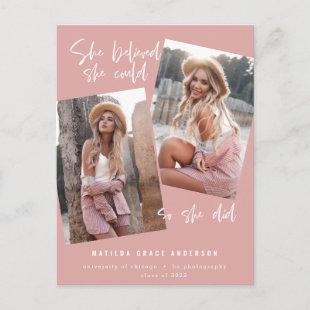 She believed she could so she did graduation postc postcard