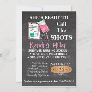 She’s Ready To Call The Shots Nursing Graduation I Invitation