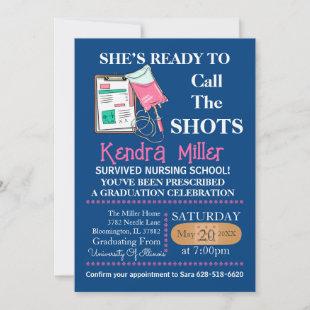She’s Ready To Call The Shots Nursing Graduation  Invitation