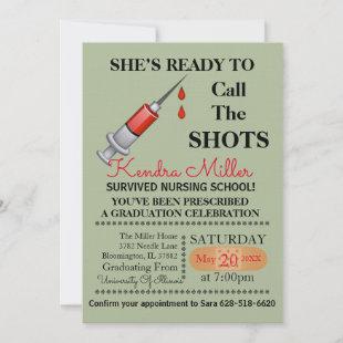 She’s Ready To Call The Shots Nursing Graduation Invitation