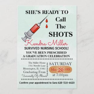 She’s Ready To Call The Shots Nursing Graduation Invitation