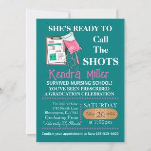 She’s Ready To Call The Shots Nursing Graduation  Invitation