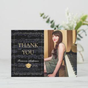 Sheet Music Black & Gold Photo Thank You Card
