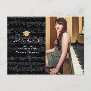 Sheet Music Black Photo Graduatio Announcement
