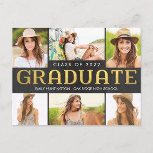 Shiny Collage Graduation Announcement Postcard