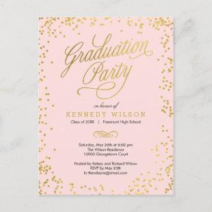 Shiny Confetti Graduation Invitation Postcard
