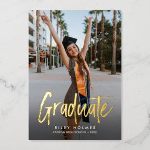 Shiny Graduate Handwritten Photo Foil Invitation
