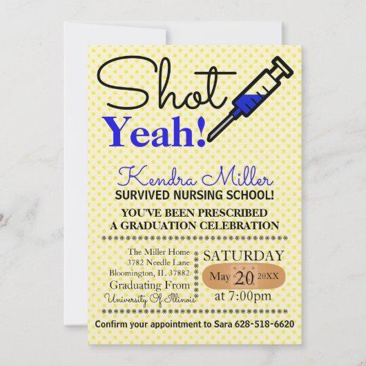Shot Yeah! Blue Nursing School Graduation Invite