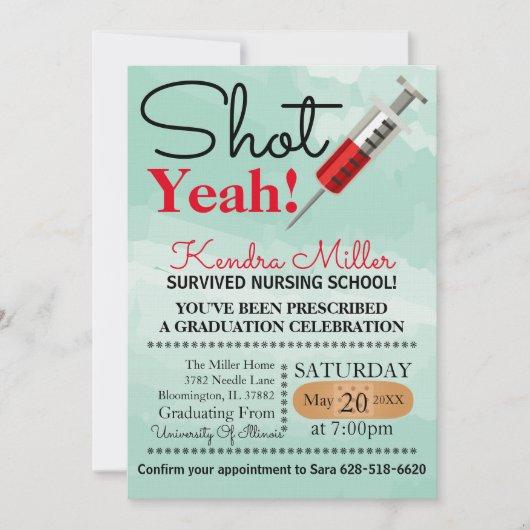 Shot Yeah! Nursing School Graduation Invitation