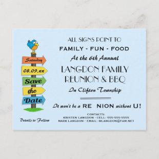 Signpost Save the Date Reunion, Party or Event Announcement Postcard