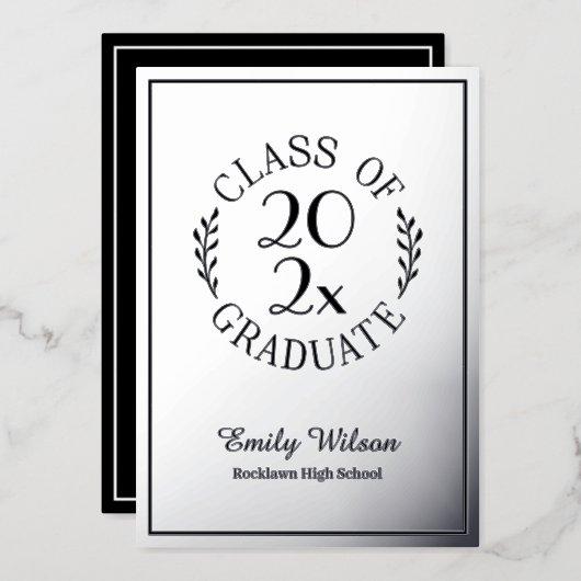 Silver and Black Class Of 2023 Graduation Party Foil Invitation