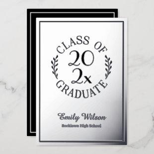 Silver and Black Class Of 2024 Graduation Party Foil Invitation