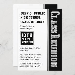 Silver | Black Modern Class Reunion Party Invitation