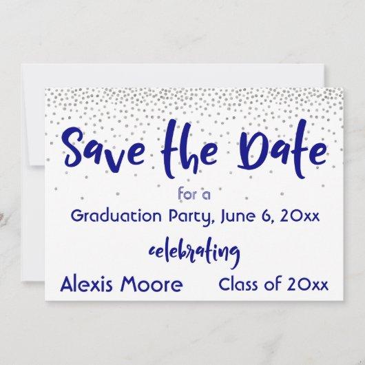 Silver Confetti Navy Typography Save the Date 2b