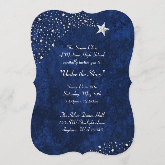 Silver Falling Stars Blue Prom Formal Invitations