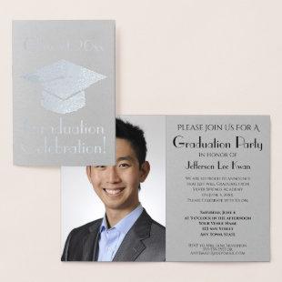 Silver Foil Graduation Party Invitation