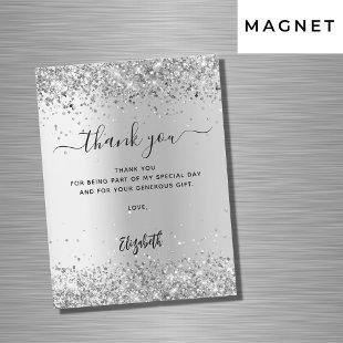 Silver glitter sparkles elegant thank you card