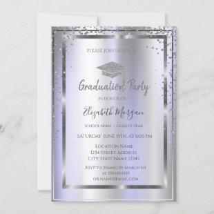 Silver Grad Cap Diamonds Violet  Invitation