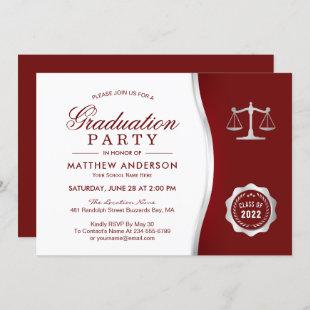 Silver Justice Wreath Law School Graduation Party Invitation