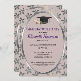 Silver Leaves Graduation Party Invitation