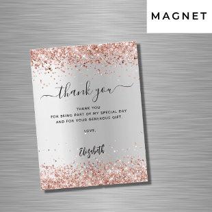 Silver rose gold glitter magnetic thank you card