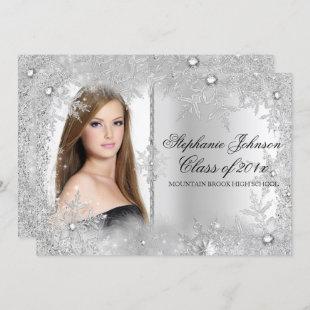 Silver Snowflake Winter Wonderland Graduation Card