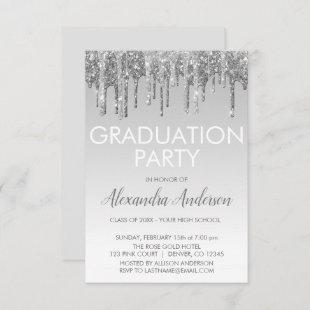 Silver Sparkle Glitter Graduation Party Invitation