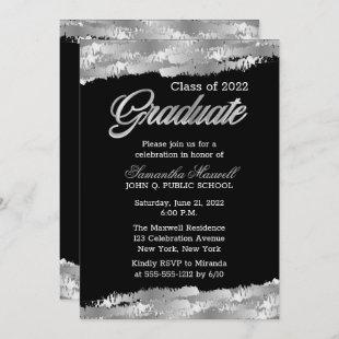 Silver Tone Modern Graduate Graduation Party Invitation