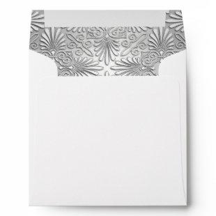 Silver White Art Deco Damask Fancy Envelope