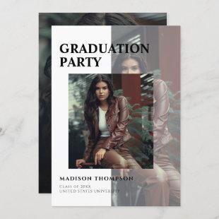 Simple 3 Photo Overlay Elegant Graduation Party Invitation
