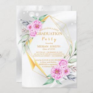 Simple and fresh colorful flowers  graduation invitation