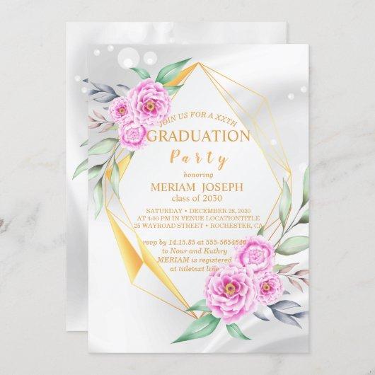 Simple and fresh colorful flowers  graduation invitation