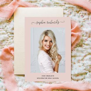 Simple and Stylish | Blush Pink Photo Graduate Announcement
