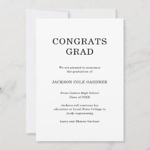 Simple Black and White Classic Graduation Announcement