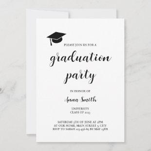 Simple Black and White Graduation Party Invitation