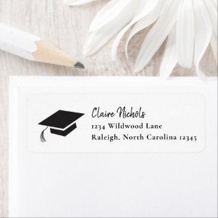 Simple Black and White Graduation Return Address Label