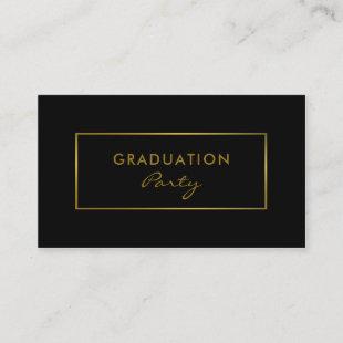 Simple Black & Gold Foil Effect Graduation Party Business Card