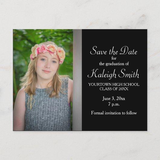 Simple Black Graduation Save the Date Announcement Postcard