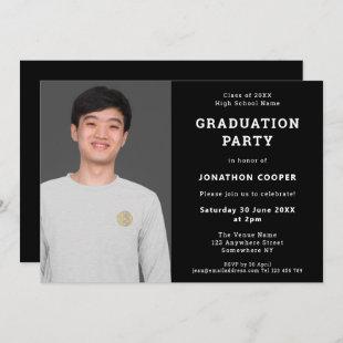 Simple Black Photo Graduation Party Invitation