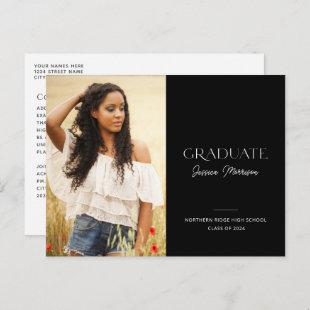 Simple Black & White 2024 Photo Graduation Postcard