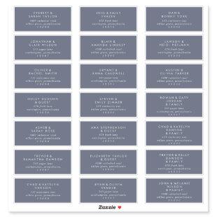 Simple Blue Gray Wedding Guest Address Labels