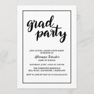 Simple Bold Grad Party Handwritten Typography Invitation