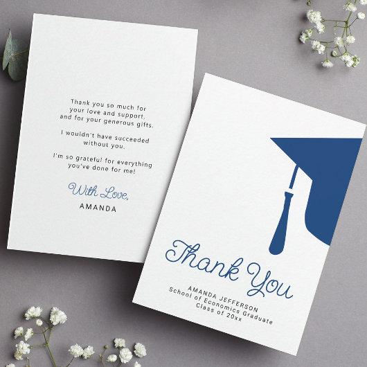 Simple budget graduation personalized thank you note card