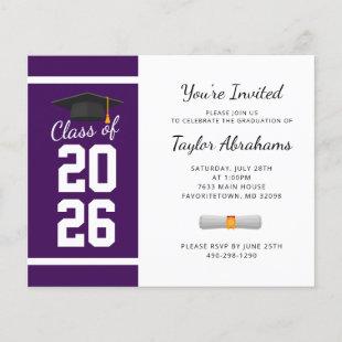 Simple Budget Purple White Graduation Invitation