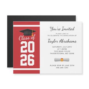 Simple Budget Red White Graduation 2022 Invitation