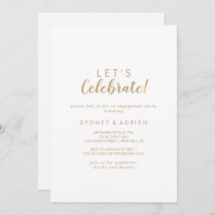Simple Calligraphy|Gold Let's Celebrate Party Invitation